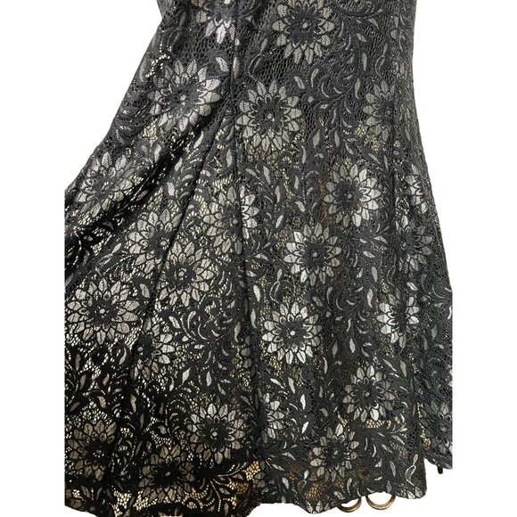 Enfocus Black Silver Maxi Size 8 Floral Lace Sheath Party Evening Goth - Picture 9 of 16